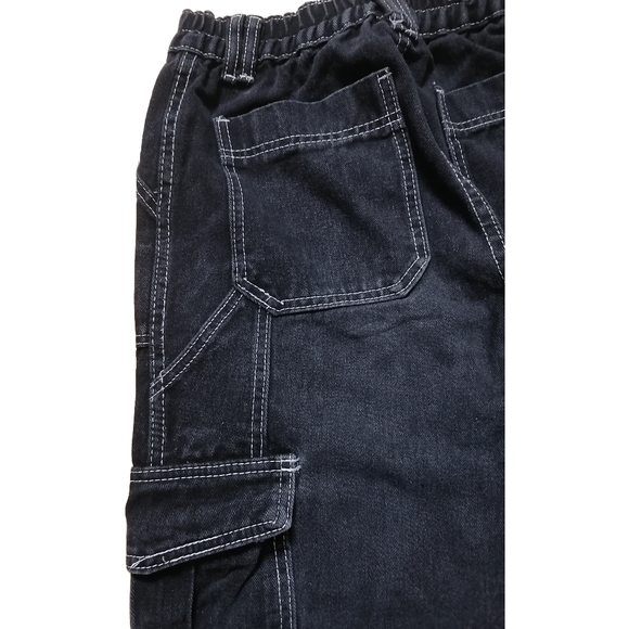 🐝 26"W, black washed denim high waist overalls with white topstitchin - Picture 5 of 8